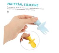 MUELODSIC 2pcs Silicone Soft Spoon and Fork Food Grade Bendable Tableware for Weaning Training Safe Dining Supplies for Independent Feeding