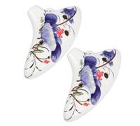 MUELODSIC 2pcs Six Hole Porcelain Ocarina Instrument with Long Mouthpiece Comfortable Fit Beginner Friendly Alto C Tone Blue Red Floral Traditional Design Portable Musical Flute