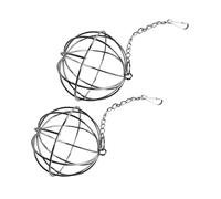 MUELODSIC 2Pcs Stainless Steel Rabbit Feeder Balls Hanging Cage Rack for Bunny Hamster Guinea Pig Bite-resistant Pet Feeder Storage Half Moon Crack Design for Regulated Feeding and Stress
