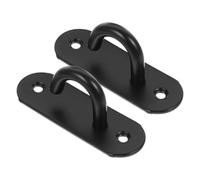 MUELODSIC 2pcs Stainless Steel Resistance Band Wall Anchors Large Open Hooks, Heavy Duty Yoga Strap Fixing Hangers for Home Gym and Training Bands, Black Wall Mount Hooks for Exercise