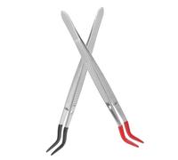 MUELODSIC 2Pcs Stainless Steel Stamp Tweezers with Ergonomic Handles Crafting Tools for Philately and Fine Hobbies Lightweight Anti-Slip Collector Tongs