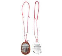 MUELODSIC 2pcs Tone Mini Kalimba Thumb Piano for Beginners Portable Small Wood Crystal Finger Instrument with Lanyard Compact Musical Pendant for Parties and Creative Play