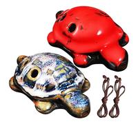 MUELODSIC 2pcs Turtle Shaped Ceramic Ocarina Six Ocarinas in Kiln Glazed Blue and Red Musical Instruments for Beginners and