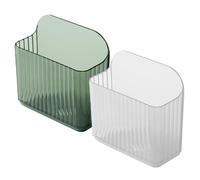 MUELODSIC 2pcs Wall-mounted Remote Control Organizer Boxes Adhesive, Plastic Storage Holder for Tv and Air Conditioner Remotes, Desk Side Pen Cup, Space-saving Storage for Home and Office
