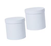 MUELODSIC 2pcs White Round Flower Boxes with Lid for Floral Arrangements Wedding Proposal Birthday Gift Packaging Cylindrical Design for DIY Flower Shops Home Decor