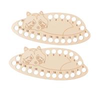 MUELODSIC 2Pcs Wooden Embroidery Floss Organizer Portable Cross Stitch Thread Holder for Tangled Storage Compact Embroidery Stitching Tool with Creative Cartoon Raccoon Design