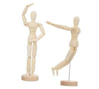 MUELODSIC 2pcs Wooden Mannequin Dolls with Flexible Joints Human Figure Models for Artists Home Office Desk Decoration Versatile Sketching and Painting Tools