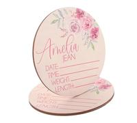 MUELODSIC 2pcs Wooden Newborn Name Signs for Hospital Birth Announcement Nursery Plaques Growth Record Photo Props for Gender Reveal and Shower Decor