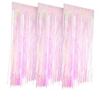 MUELODSIC 3 Pcs Iridescent Rainbow Fringe Foil Curtains Tinsel Streamer Backdrops for Party Wall Door Decorations Birthday Wedding Photo Props