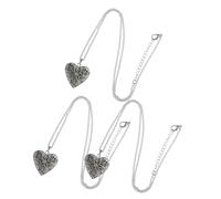 MUELODSIC 3 Pcs Luminous Heart Shape Pendant Oil Diffuser Holder for Solid Perfume Mixed Color Hollow Out Openable Copper Case Necklace Accessories for Women Gift