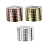 MUELODSIC 3 Rolls DIY Self-adhesive Mini Square Mirror Mosaic Stickers Glass Tile Wall Decoration for Smooth Surfaces Strong Back Glue for Home Kitchen Bathroom Silver Gold Rose Gold