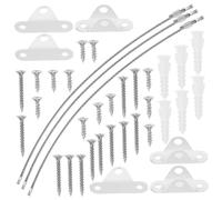 MUELODSIC 3 Sets Safety Furniture Strap Set with Stainless Steel Cables Home Furniture Wall Anchors for Childproofing Cabinets and Dressers Straps White and Steel Rope