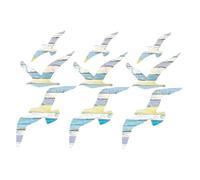 MUELODSIC 3 Sets Wooden Seagull Wall Decor with Vintage Natural Finish Mediterranean Style Coastal Bird Sculptures for Living Room Bathroom Garden Decoration Flexible Hanging Art