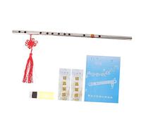 MUELODSIC 304 Stainless Steel Chinese Dizi Flute f Key 6pcs Accessory Set 50cm Portable Beginner Student Metal Flute for Music Practice