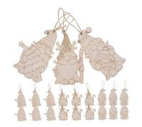 MUELODSIC 30pcs DIY Unfinished Wooden Gnome Ornaments with Jute Twine for Christmas Craft Painting Hanging Blank Dwarf Cutouts for Holiday Decor and Family Art Projects