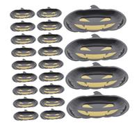 MUELODSIC 30pcs Halloween Pumpkin Shaped Paper Plates Black Smile Face Candy Trays Seasonal Fall Party Dinnerware for Indoor Outdoor Gatherings and Decorations