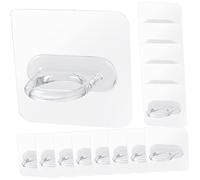 MUELODSIC 30pcs Self Adhesive Wall Hooks Multi Functional Transparent Hanging Hooks for Spray Bottle Holder Clothes Umbrellas Easy Installation for Bathroom Kitchen Office Organization
