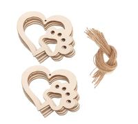 MUELODSIC 30pcs Wooden Heart and Dog Paw Craft Embellishments with Ropes Unfinished DIY Wood Material for Home Decor Party Decorations and Valentine's Day