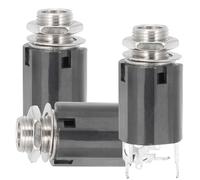 MUELODSIC 3pcs 6.35mm Stereo Female Jack Socket Panel Mount for Guitar Pedal Audio Connector with Washer, Trs Patch Cable Input Jack for Electric Guitar and Microphone Use