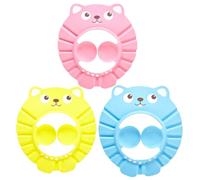 MUELODSIC 3pcs Baby Shampoo Hat Adjustable Ear Protection Bathing Cap for Infants Toddlers Soft Shower Hat for Children Bath Safety, Pink Yellow Blue