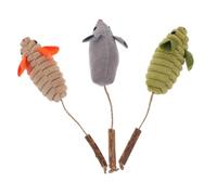 MUELODSIC 3pcs Catnip Mouse Toys Interactive Chew Cat Toys for Indoor Cats with Silvervine Fruit, Large Size, Multi-color Set (grass Green, Gray, Beige