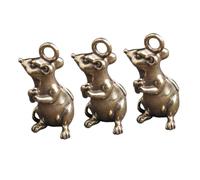 MUELODSIC 3Pcs Chinese Zodiac Mouse Key Rings Small Brass Ware Decorative Keychain Pendant Bag Hanging Ornaments Stylish Gift for Handbag and Car Keys