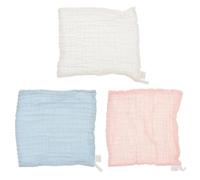 MUELODSIC 3pcs Cotton Gauze Muslin Washcloths Burping Cloths for Newborns, Soft Breathable Face Towels in Light Pink, Light Blue and White for Bath and Drool Use