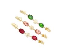 MUELODSIC 3pcs Crystal Sweater Clip Fashion Cardigan Buckle Accessory for Women Red Green Pink Vintage Style Clothing Clasp for Sweaters Blouses Shawls