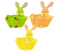 MUELODSIC 3Pcs Easter Felt Bunny Storage Baskets Set - Small Festive Candy and Egg Hunt Holders in Green, Yellow, and Orange - Holiday Treat Organizers for Spring Parties and Thanksgiving