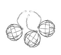 MUELODSIC 3PCS Hanging Stainless Steel Rabbit Hay Feeder Balls Electroplated Hay Dispensers for Bunny Guinea Pig Chinchilla Cage Convenient Elevated Feeding Supplies