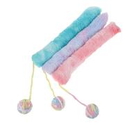 MUELODSIC 3pcs Interactive Plush Cat Kicker with Yarn Balls - Soft Teething Chew Pillow for Indoor Kittens and Cats, Colorful Purple Green Pink Pet Play Set