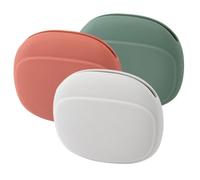 MUELODSIC 3pcs Silicone Earphone Organizer Cable Gadget Storage Bag Set for Travel Portable Electronic Accessories Holder Small Earphone Case - Quiet Gray, Bamboo Green Mellow Red