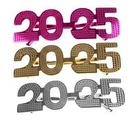 MUELODSIC 3Pcs Year Party Eyewear Plastic Fun Photo Booth Glasses Prop for Festive Celebration with Eye Catching Number Design in Silver Gold