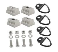 MUELODSIC 4 Sets Stainless Steel Threaded T-slot Nuts V-ring Tie Down Anchors Kit for Pickup Truck Deck Cargo Securement