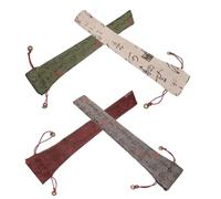 MUELODSIC 4Pcs 8-Inch Folding Hand Fan Bags Set, Chinese Style Satin Drawstring Pouches for Men and Women, Red Grey Dark Green Beige Handheld Fan Covers for Travel and Party Storage