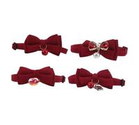 MUELODSIC 4pcs Adjustable Breakaway Pet Collar with Festive Bow Tie and Bell Elegant Red Wedding Accessories for Cats and Dogs Safety Quick Release Kitten Collars