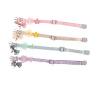 MUELODSIC 4pcs Adjustable Cat Collar with Lace Embroidery and Charming Bow Tie Lightweight Breakaway Kitten Neckwear in Violet Mint for Daily Comfort and Photo Props