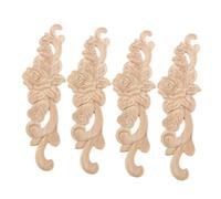 MUELODSIC 4Pcs Carved Wood Rose Appliques Furniture Decal Household Bed Cabinet Decor White Embellishments for Wall Door Window Crafting