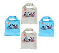 MUELODSIC 4pcs Foldable Cartoon Owl Grocery Tote Bags Mixed Colors Portable Reusable Shopping Bags Lightweight Capacity Fold Up Handbags for Daily Use