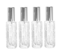 MUELODSIC 4pcs Glass Cocktail Sprayer Bottles Silver Refillable Bitters Dispenser with High Sensitivity Pump Fine Mist Spray for Absinthe and Spirits Kitchen Use