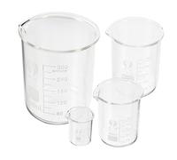 MUELODSIC 4pcs Glass Measuring Beaker Set High Borosilicate Chemistry Laboratory Glassware Heat Resistant with Spout for Educational and Research Use