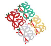 MUELODSIC 4pcs Glitter Years Eve Glasses Lightweight Non Woven Party Eyewear in Silver Red Green Gold Festive Accessories for Christmas and Year End Celebrations