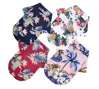 MUELODSIC 4pcs Hawaiian Dog Shirt Lightweight Breathable Summer Pet Clothes with Buttons for Dogs and Cats Beach Pool Party Outfit