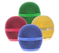 MUELODSIC 4pcs Metal Microphone Grill Replacement Mesh Heads with Covers for Wired Mic, Microphone Grille Mesh Accessories Suitable for Live Performances and Studio Use