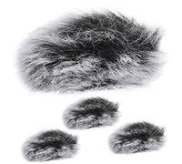 MUELODSIC 4Pcs Mic Wind Cover Furry Microphone Protective Covers for Lavalier Lapel Mics Noise Reducing Windshield for Recording Meetings Ktv Stage Office Use Gray Black