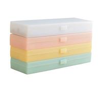 MUELODSIC 4pcs Pencil Cases for Students, Frosted Plastic Stationery Boxes with Multiple Colors (White, Pink, Green, Yellow) - Medium Size Pen Organizers for School and Office Storage