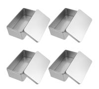 MUELODSIC 4pcs Rectangular Tinplate Candy Container with Lid, Silver Metal Storage Box 18x9.8x6.5cm for Sweets, Jewelry, Craft Supplies Organizer, Empty Cookie and Snack Jar for Packaging