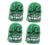 MUELODSIC 4pcs Resin Skull Valve Stem Caps Car Tire Stem Covers for Motorcycle Bicycle DIY Enthusiasts Stylish Protective Wheel Caps Enhancing Vehicle Personality Green