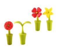 MUELODSIC 4Pcs Silicone Flower Design Wine Bottle Stoppers Decorative Red Wine Sealed Caps with Rose Sunflower Shapes