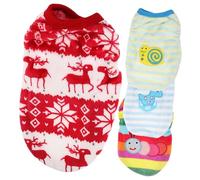 MUELODSIC 4Pcs Small Dog Flannel Vest Warm Pet Clothes Cartoon Design Lightweight Pet Supplies for Pomeranian Schnauzer Puppy Easy to Wear Costume for Small Dogs